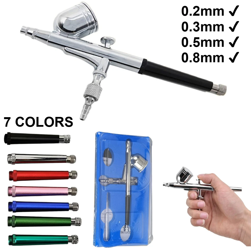 0,2/0,3/0,5/0,8 mm Schwerkraftzufuhr Dual-Action Airbrush Farbspritzpistolen-Set Image