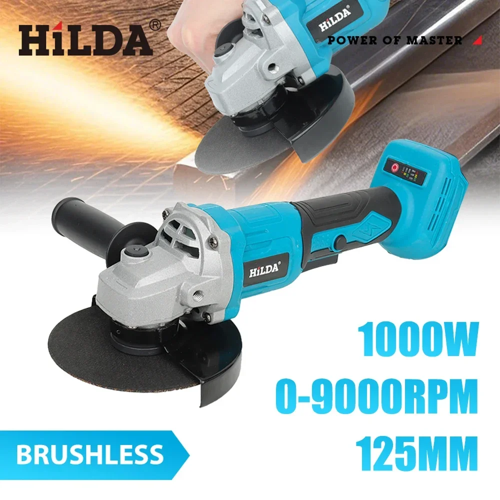 HILDA 21V Handheld Bürstenloser Winkelschleifer Schneiden Wiederaufladbares Elektrowerkzeug Poliermaschine Schleifmaschine für Makita Akku Image