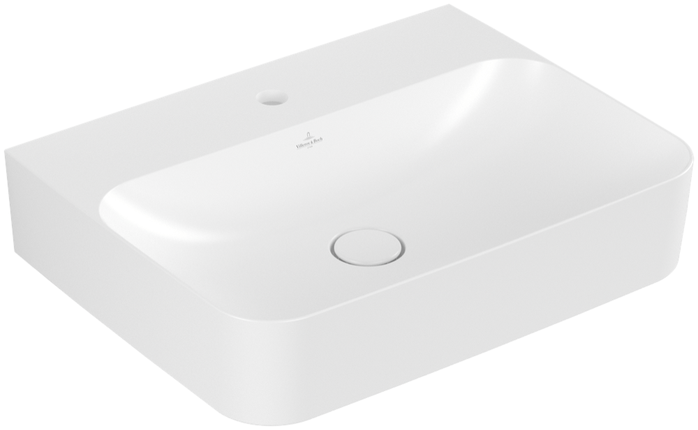 Villeroy & Boch Waschtisch Finion 4168 600x470mm, 1-Loch, ohne Überlauf Eckig US geschliffen Stone W 41686LRW Image