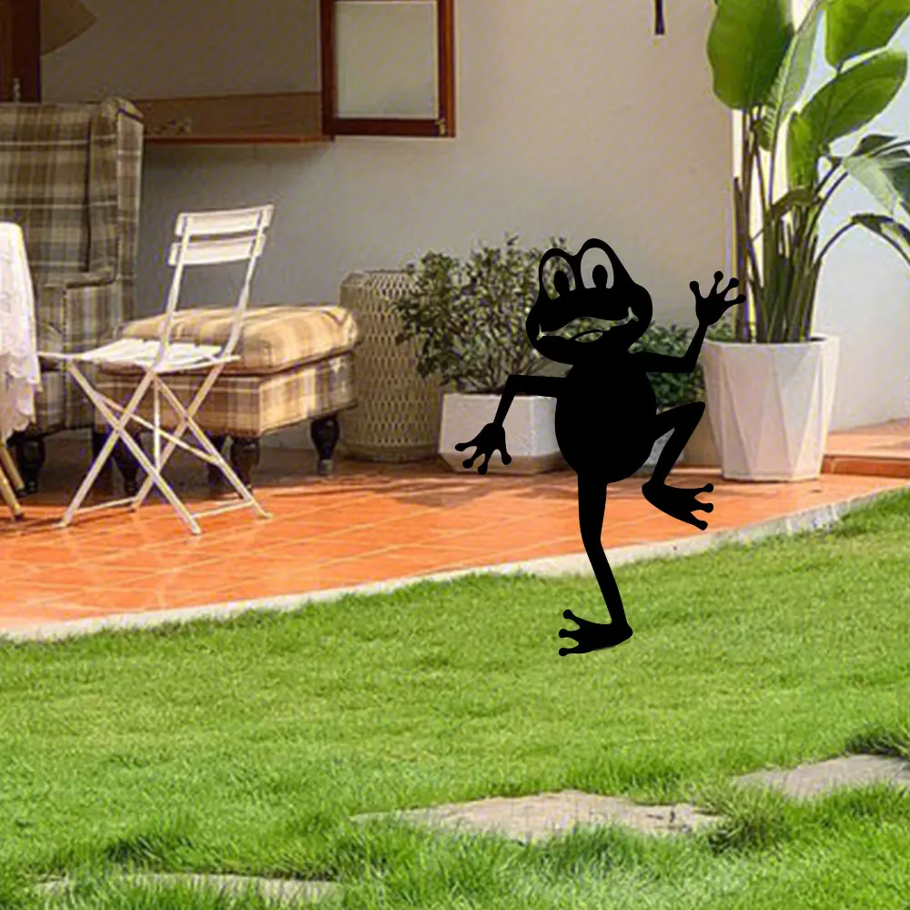 Silhouettes de grenouilles pour décoration de jardin, décorations de clôture, statues de jardin, piquets décoratifs, 1 pièce, décoration de jardin en métal, voitures