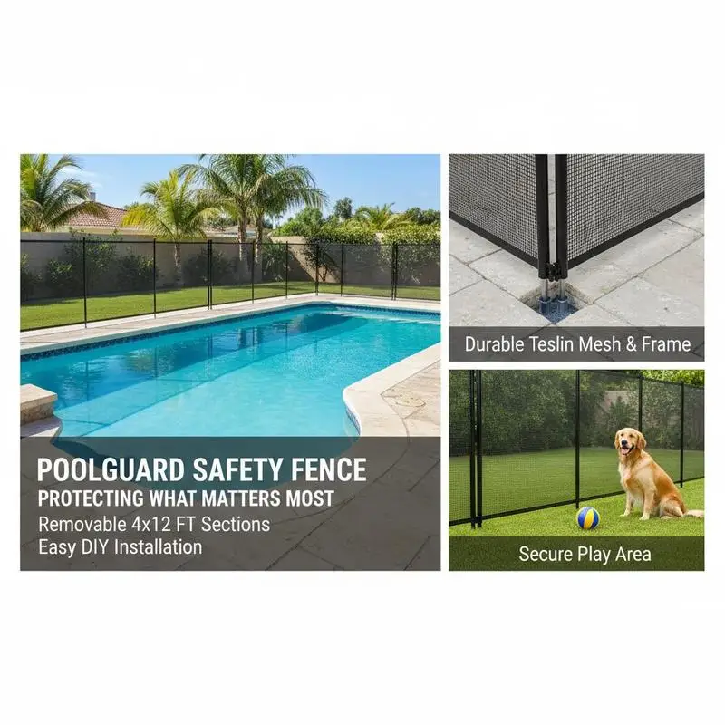 Clôture de piscine, clôture de piscine amovible pour la sécurité des enfants de 1,21 x 3,66 m, installation facile en DIY, clôture de piscine, filet de clôture de piscine en PVC Teslin de 340 g,