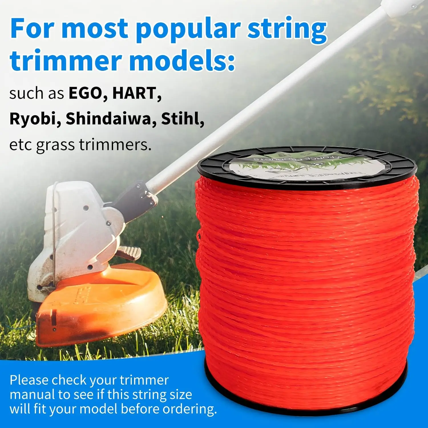 Fadenschneiderfaden, robuste Spirale in Kabel, Weed Eater, gedrehte Schnur für Rasentrimmer, kabelloser Weed Wacker String Image