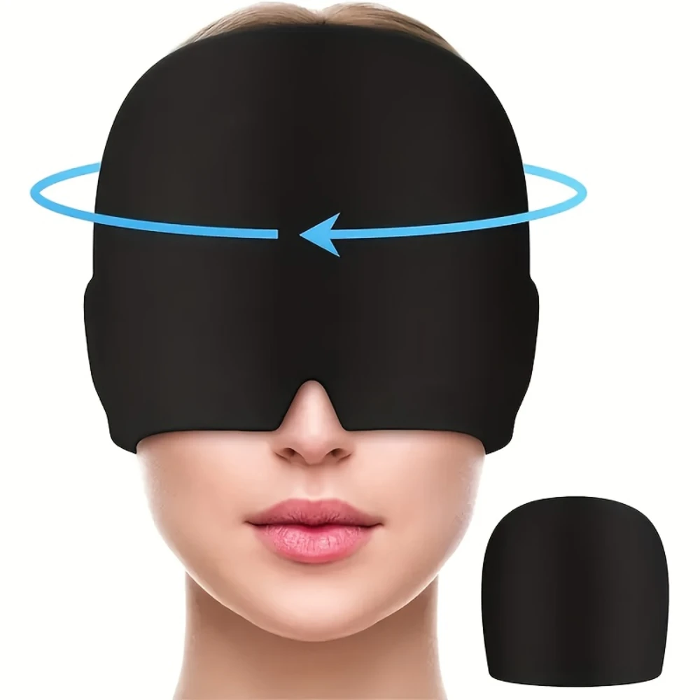 Gel-Kühl- und Wärmetherapie-Kappe gegen Kopfschmerzen und Migräne für Chemotherapie, Sinusitis, Nacken – Tragbare Therapie-Wickelkappe zur Linderung von Stress, Druck und Schmerzen, Massage Image