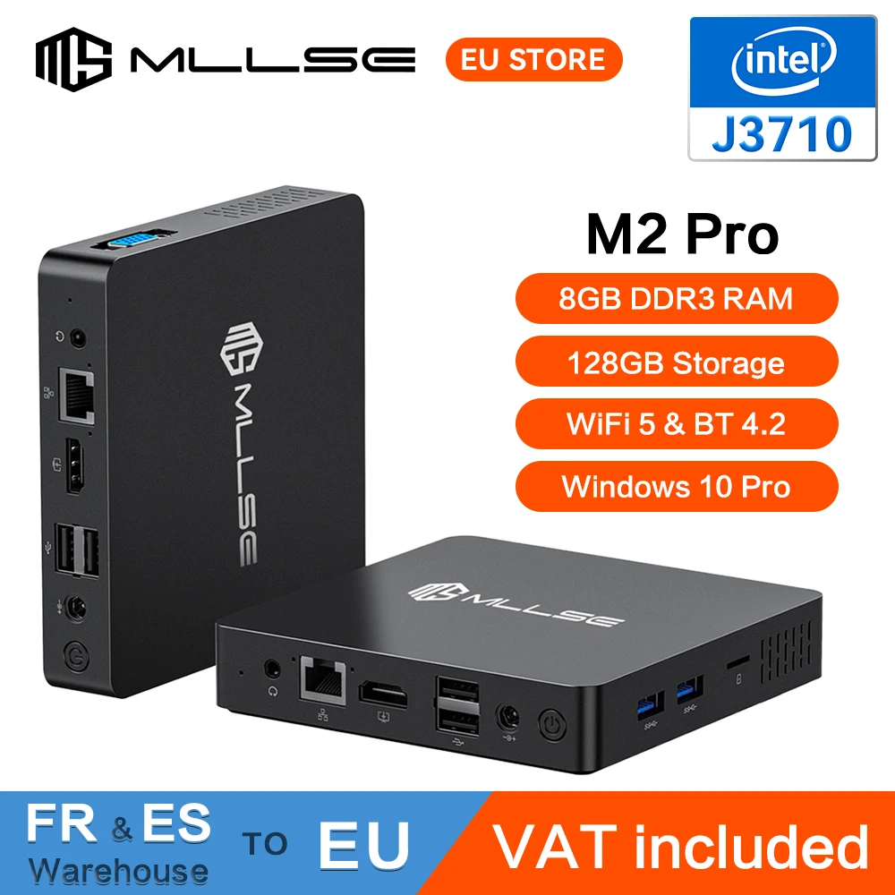 MLLSE M2 Pro Mini-PC Intel J3710 Prozessor 8GB RAM 128/256GB ROM Wi-Fi 5 BT 4.2 Windows 10 Mini-Desktop-Computer