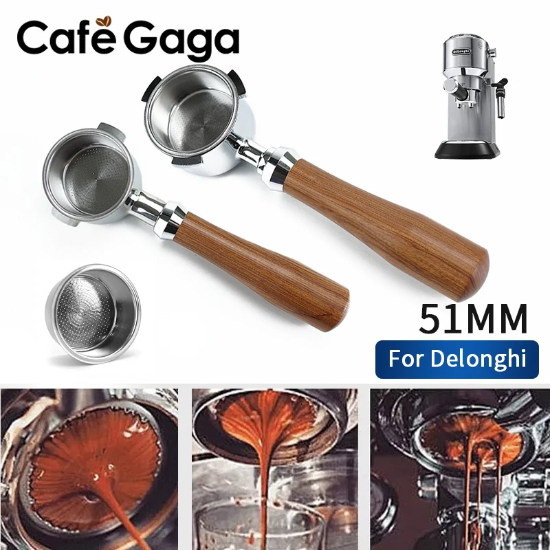51mm Kaffee Boden Siebträger Nackt Für Delonghi EC680 EC685 Ersatz Filter Korb Espresso Maschine Cafe Zubehör Image
