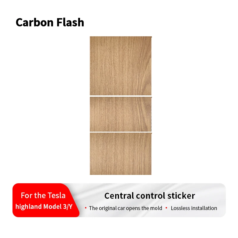 Carbon-Flash-Folie für Tesla 2025 Model 3 Y YL Mittelkonsole, Holzmaserung-Optik, Armaturenbrett-Abdeckung, vertikale Holzmaserung Image