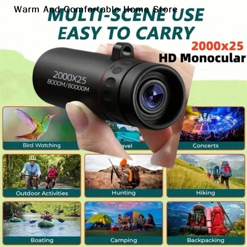 【W】2000x25 HD Monokular-Teleskop Mini Tragbares Handy-Teleskop für Outdoor-Camping, Jagd und Vogelbeobachtung Image