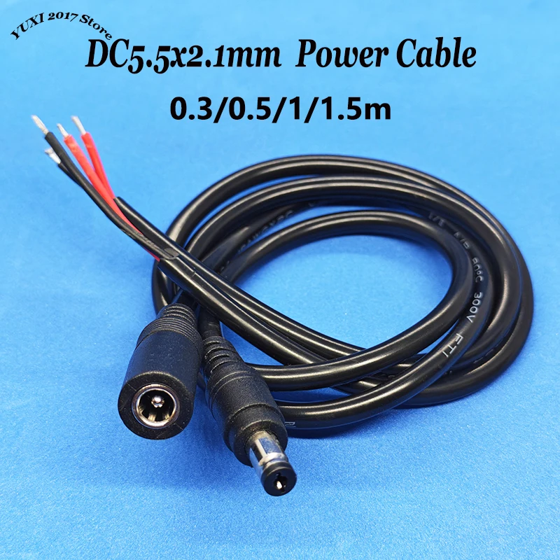 1/2 Stück 18AWG DC5,5x2,1mm Stecker/Buchse Stromkabel Adapter Anschluss 12V 0,75mm² DC-Kabel für CCTV-Kamera & LED-Streifen ﻿ Image