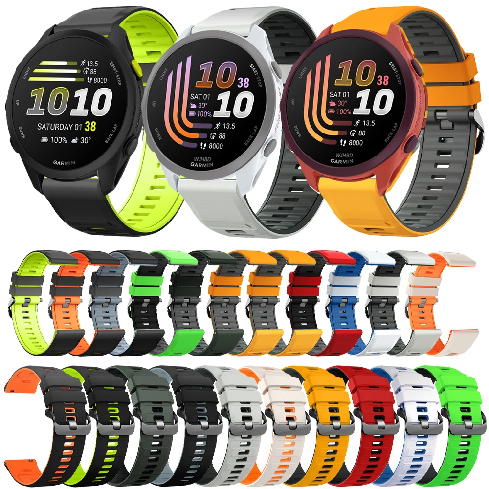 20mm 22mm Silikon-Uhrenarmband für Garmin Forerunner 70 170 Music 165 265 255 570 Sport Silikon-Armband Venu 4 3 Sq 2 Plus Band Image