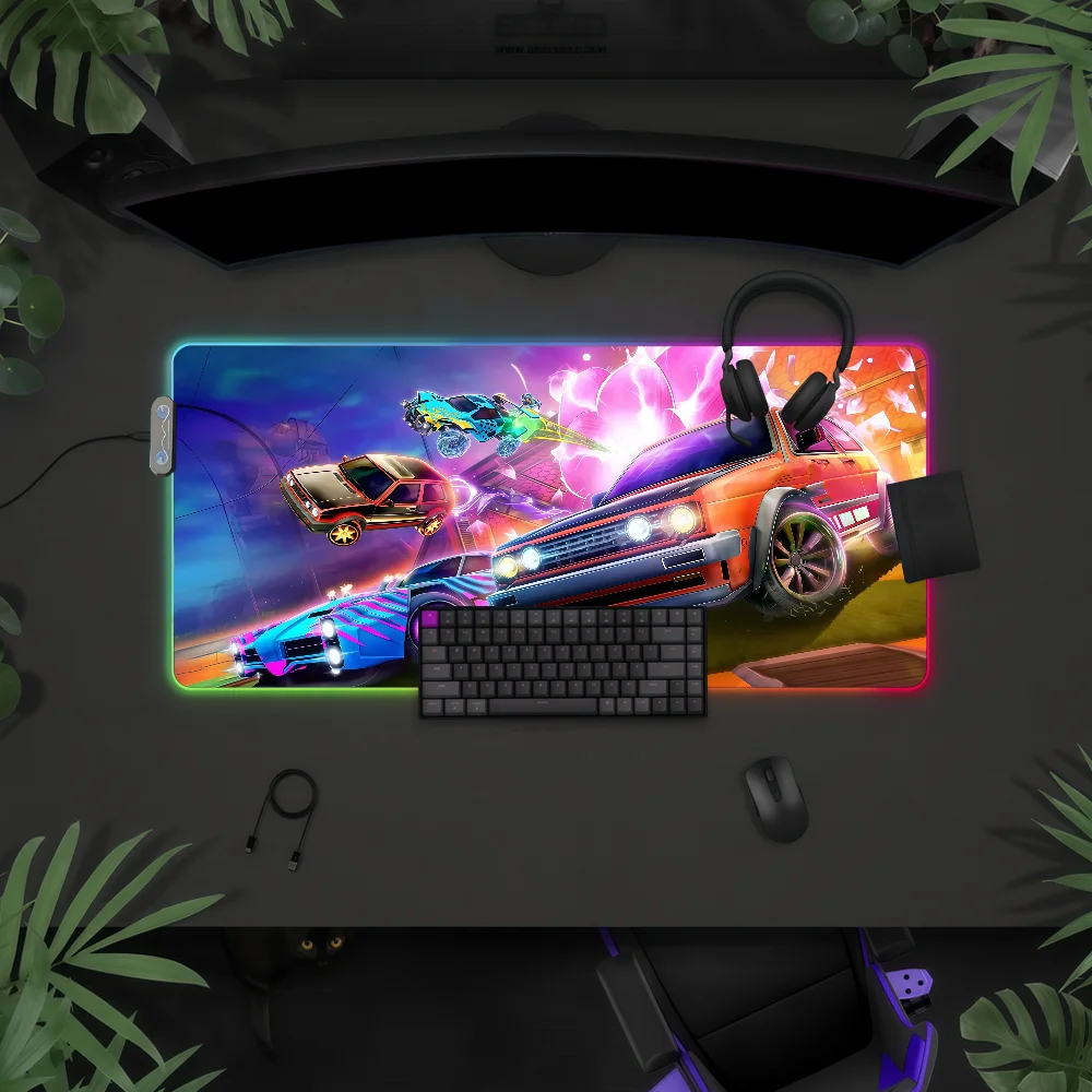 R-Rocket League Mauspad, wasserdicht, RGB-LED-Licht, bunt, für Spiel, Tastatur, rutschfeste Abdeckung, Schreibtischunterlage Image