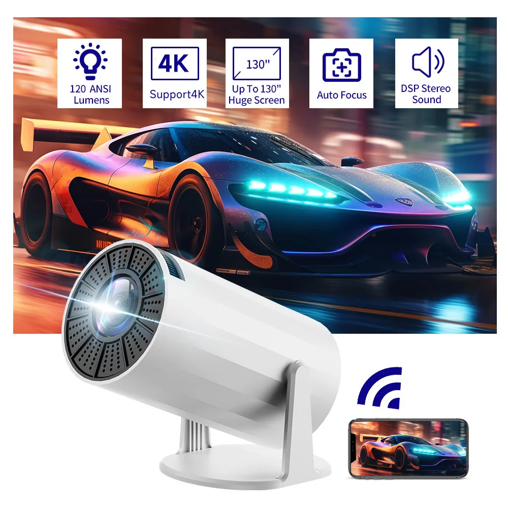 2025 Mini-Projektor 1080P, unterstützt 4K, 200 ANSI Lumen WiFi 6 Bluetooth, tragbarer Outdoor-Projektor mit HDMI USB Dolby Audio Image