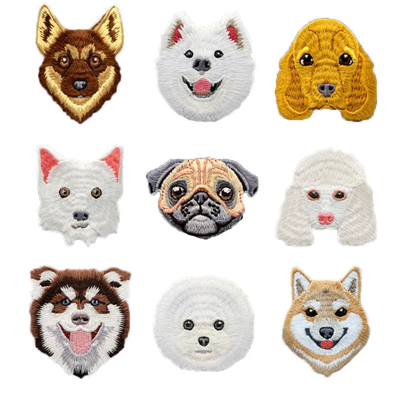 Exquisiter Tiermotiv-Hundekopf Bügelapplikation zur Dekoration von Kleidung, Rucksäcken, Schuhen, Hüten, DIY-Handarbeiten, Notizbüchern und Schreibwaren Image