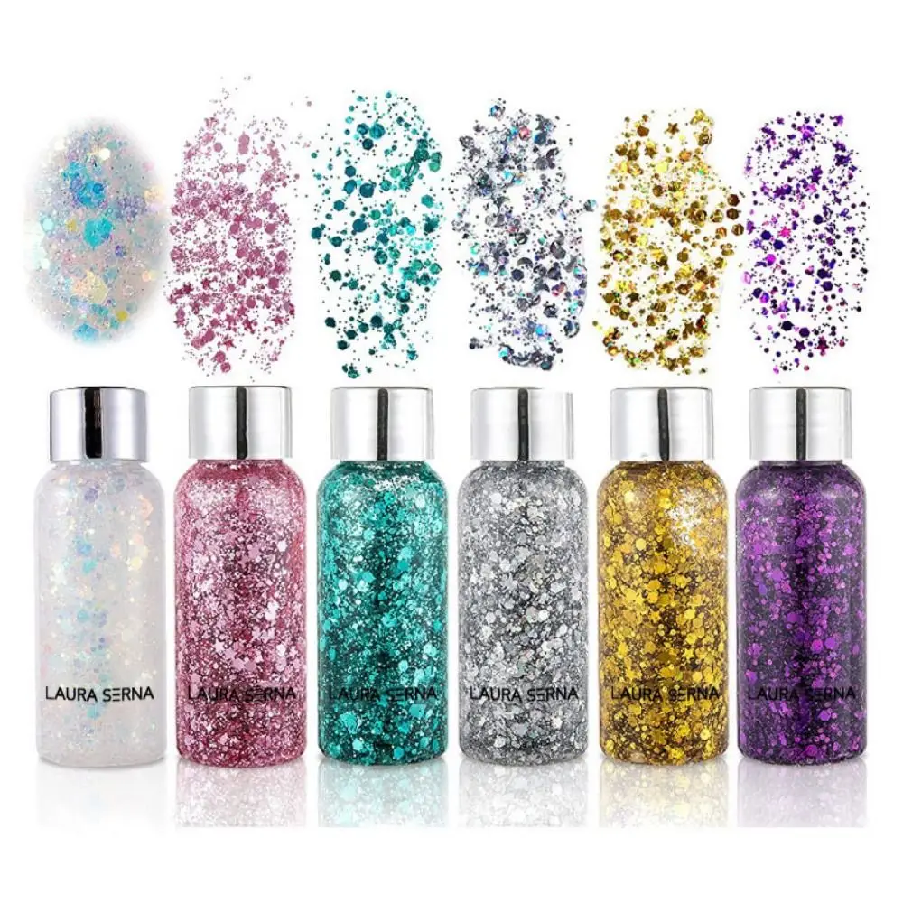 Gel, Pailletten für Gesicht & Körper, Glitzer für Nägel, Haare, Gesicht und Körper, Dekoration, künstlerisches Make-up, Kunst-Paillettengel, neun Farben, Augenglitzer-Creme Image