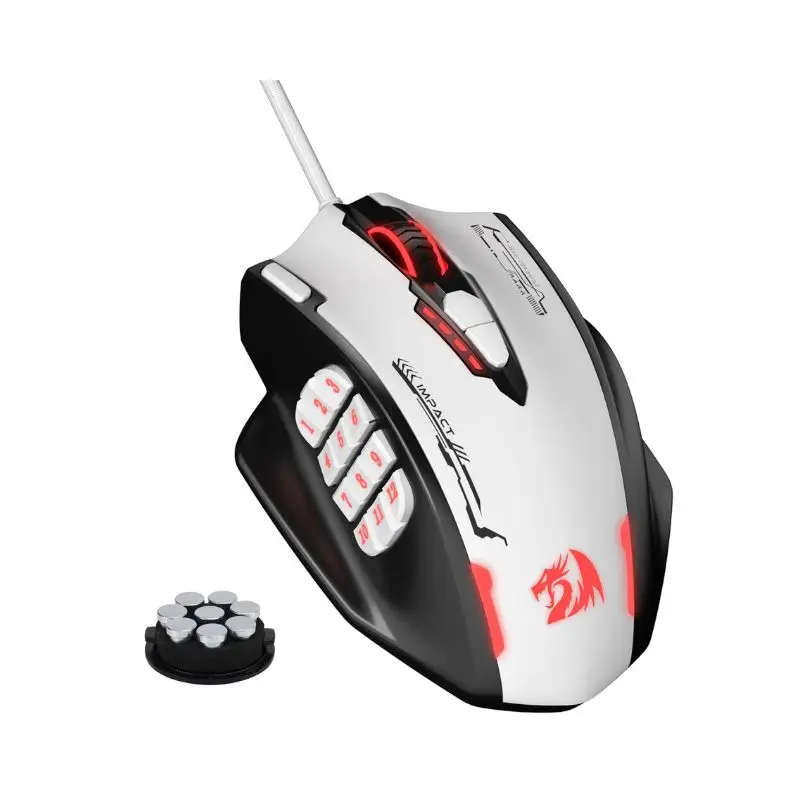 Redragon M908 Impact RGB MMO Gaming-Maus, optisch, kabelgebunden, ergonomisches Design mit maximal 24000 DPI, hohe Präzision, 18 programmierbare Tasten Image
