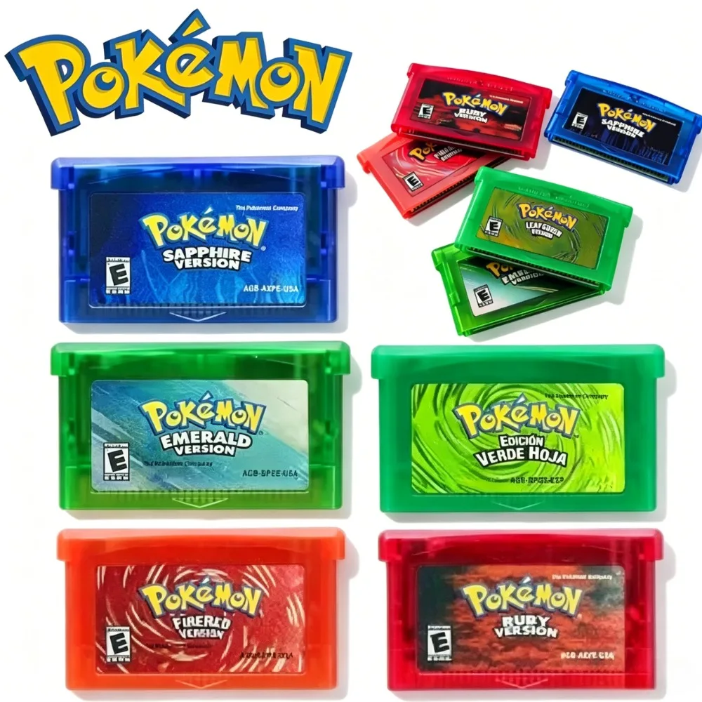 GBA Game Cartridge Emerald FireRed LeafGreen Ruby Sapphire Shiny Label Multi-language 32 Bit Video Game Console Card