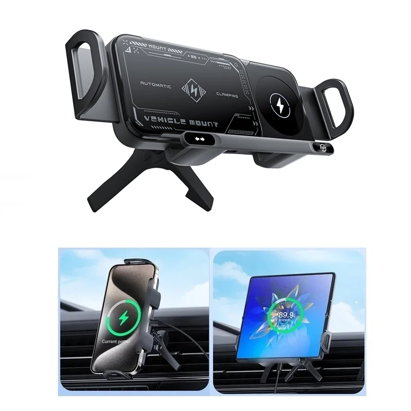 15 W Universal-Autotelefon-Halterung für kabelloses Ladegerät 360 ° Rotationshalterung für Samsung Galaxy Fold 6 5 4 3 Z Flip S25 S24 iPhone 17 16 Image