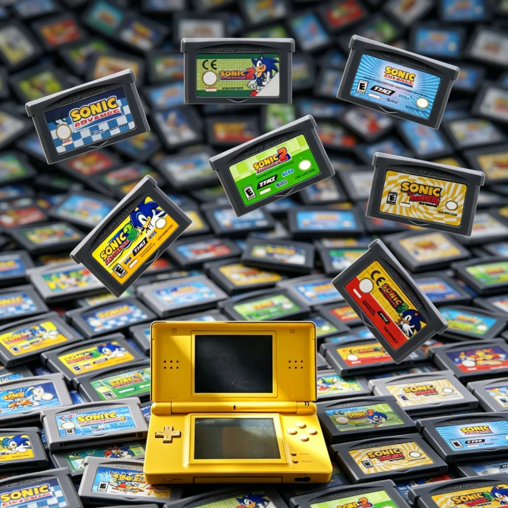 USA/EUR Sonic The Hedgehog Advance 1 2 3 Genesis GBA SP Spielmodul für Game Boy Retro-Plattformer-Videospiel-Sammlung Geschenk
