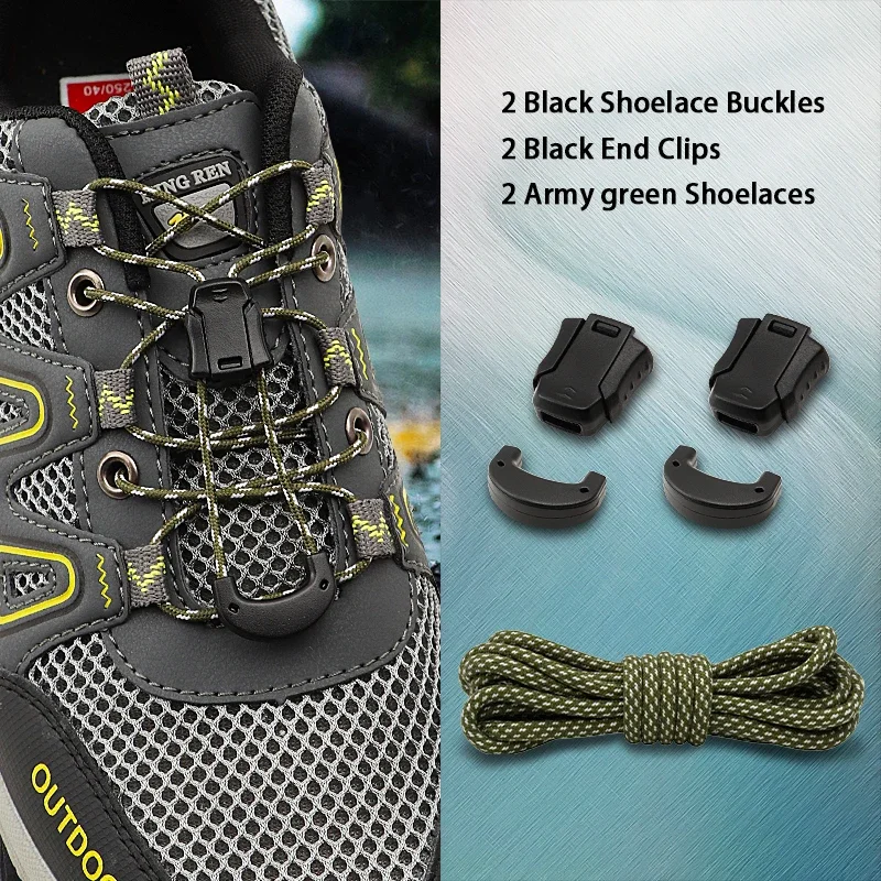 Elastische Schnürsenkel mit Schnalle zum Laufen, Wandern und verstellbare Schnürsenkel ohne Binden, Freizeitschuhe, Unisex, Erwachsene, Kinder, Schuhzubehör Image