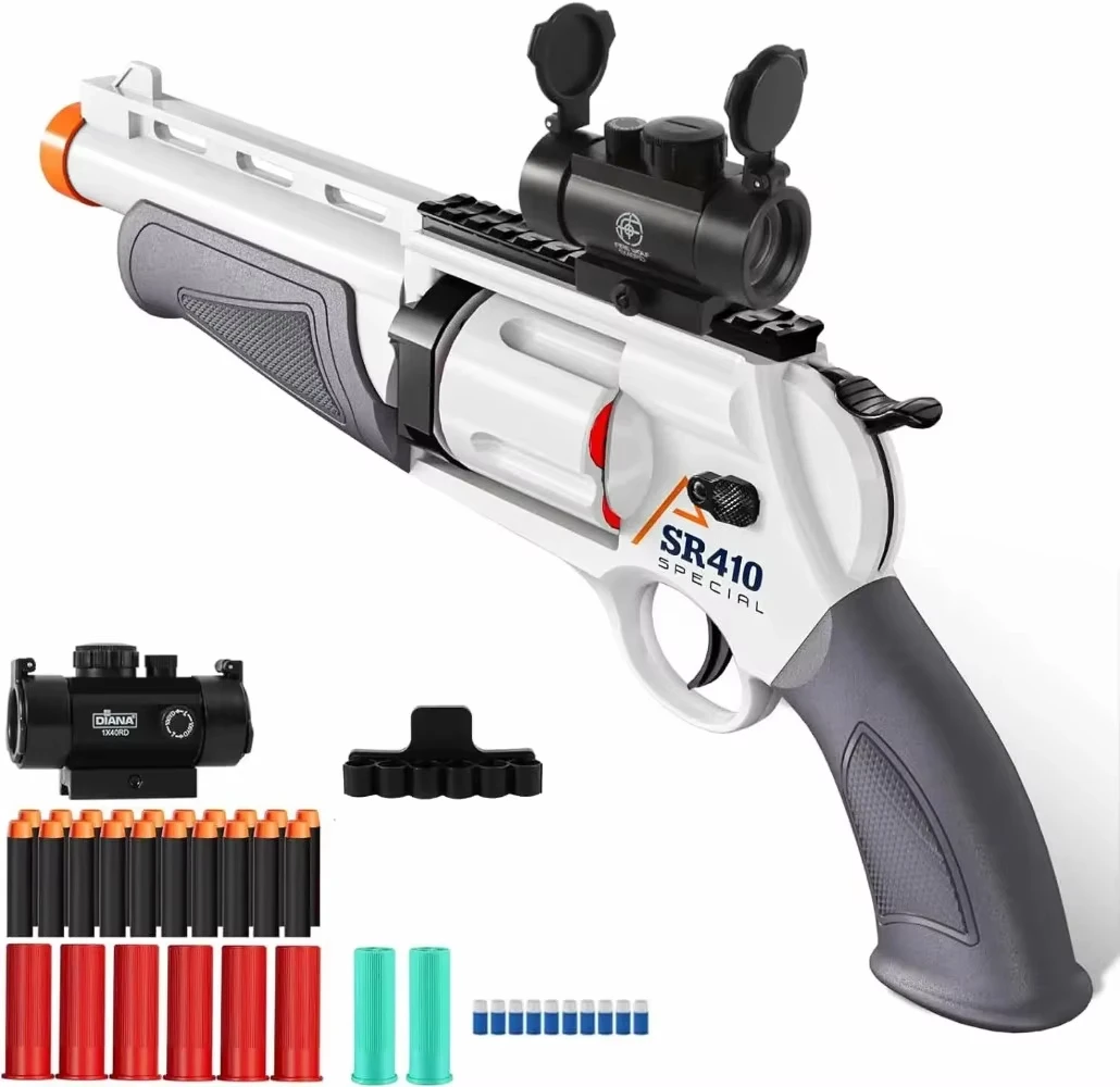 Revolver-Spielzeugpistolen mit Hülsenauswurf und Weichgeschossen für Outdoor-CS-Schießspiele, Modellspielzeug für Kinder zu Weihnachten Image