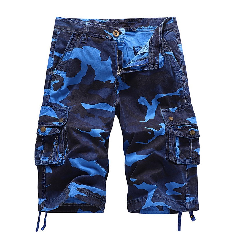 Men's Comfort Waist Tactical Cargo Cargo Shorts Shorts Casual Shorts Multi Pocket Flap Pocket Camo Knee Length Casual Outdoor Streetwear Fashion Streetwear Khaki Sky Blue Inelastic