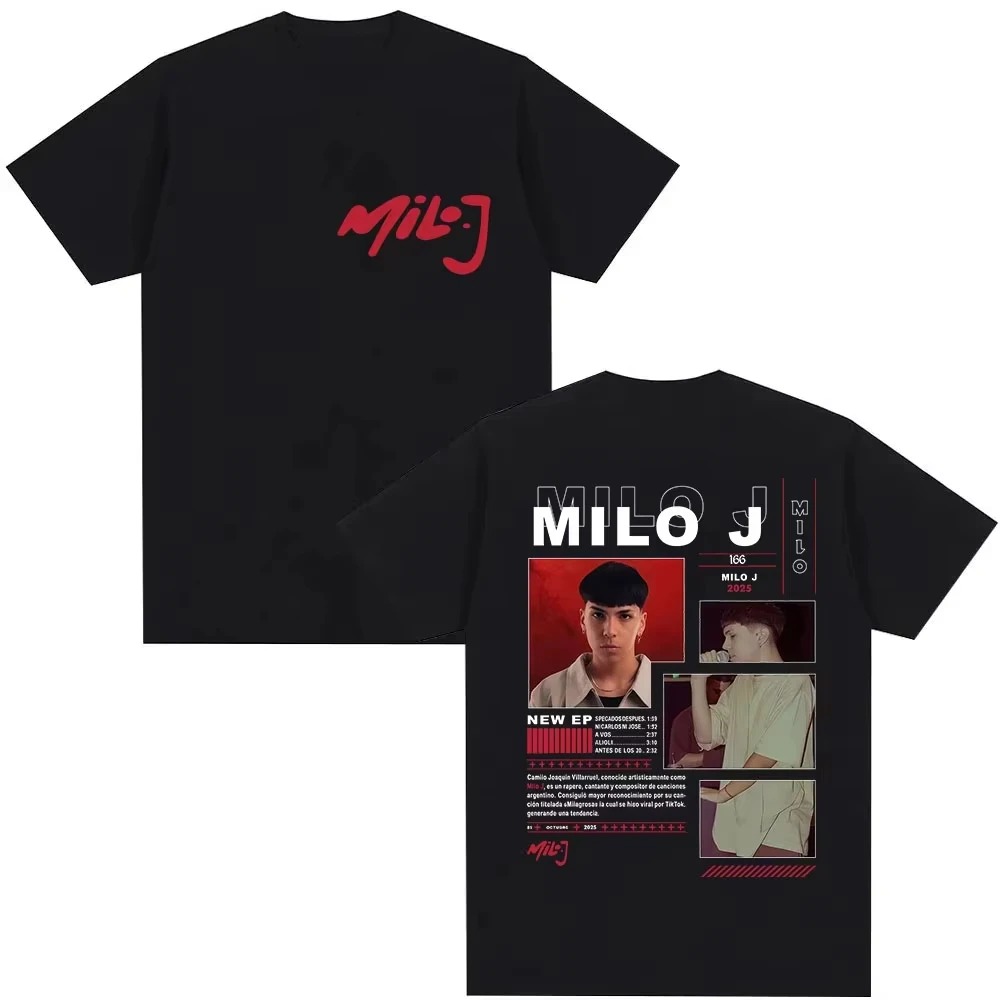 Rapper Milo J 1 Album Tour Herren Retro-Stil Mode Hip-Hop 2025-26 Sommer Reine Baumwolle Bedrucktes Lockeres Freizeit-T-Shirt