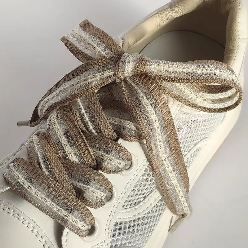 1 Paar 2cm Breite Flache Schnürsenkel aus Fischseide Transparente Gestreifte Schnürsenkel für Sneaker Schwarze Sport-Trainingsschuhe Freizeitschuhe Schnürsenkel Image