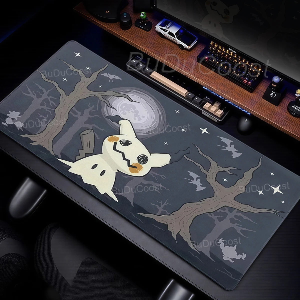 Mauspad, große Tastatur, rutschfester Gummi, Computerteppich, Schreibtischunterlage, P-Pokemons Mimikyu, Mauspad, PC-Gamer-Zubehör, Büroteppich Image