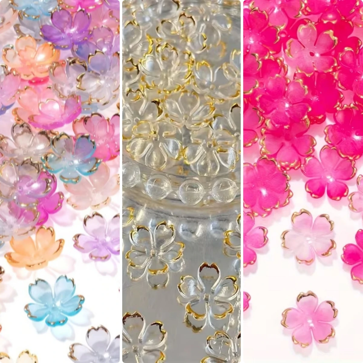 18,1 mm große Kirschblüten, Blumenperlen, zufällig gemischte Farben, transparent, rosarot, Acrylperlen-Dekoration, DIY, Zubehör, p