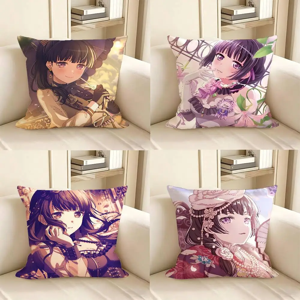 1 Stück Anime BanG Dream Shirokane Rinko Kissenbezug, modischer quadratischer Kissenbezug für Schlafzimmer, Sofa, Zimmer, Ins-Dekoration, Freizeit Image