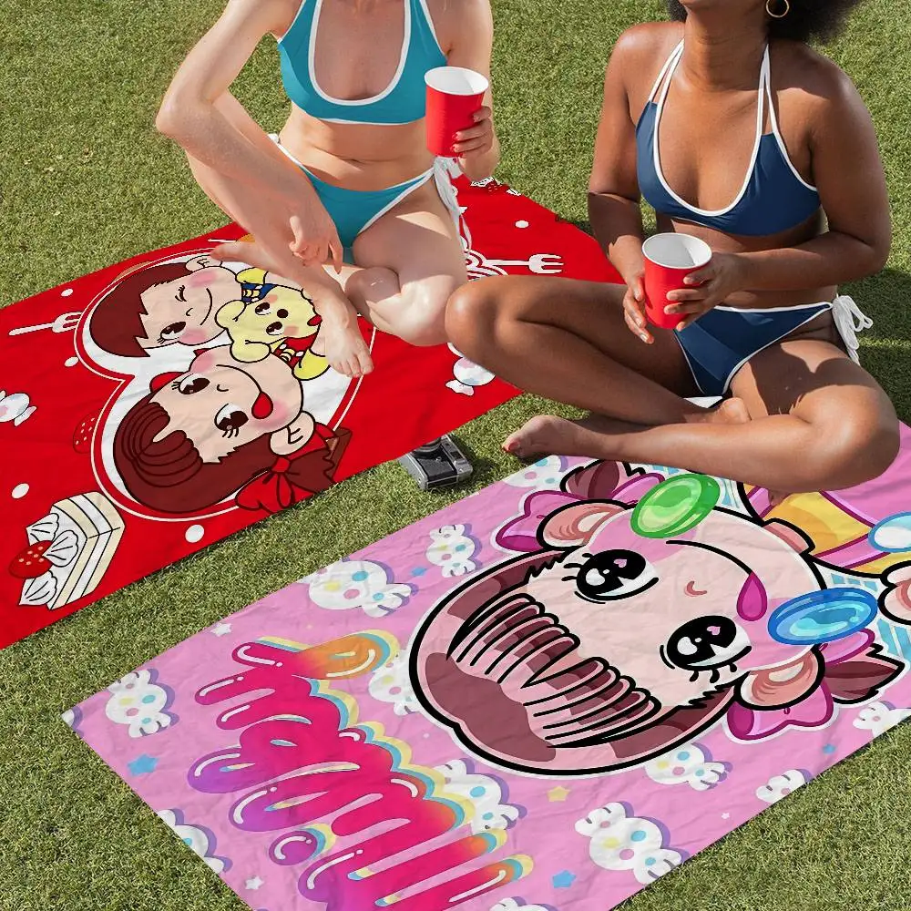 M-mil-ky W-way P-peko-Chan Große Mikrofaser-Strandtücher, schnell trocknendes Handtuch, Sand-Strandtücher, Pool-Handtuch für Reisen, Schwimmen, Pool, Yoga