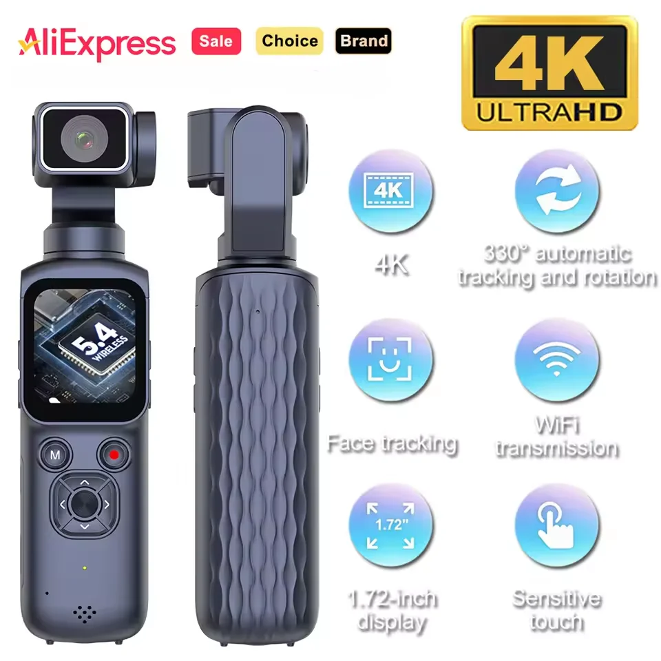 4K Ultra WLAN Handheld Vlog-Videokamera 330 ° Gesichtserkennungs-Touchscreen-Sport-DV-Actionkamera für Outdoor-Aktivitäten, Radfahren und Motorradfahren Image