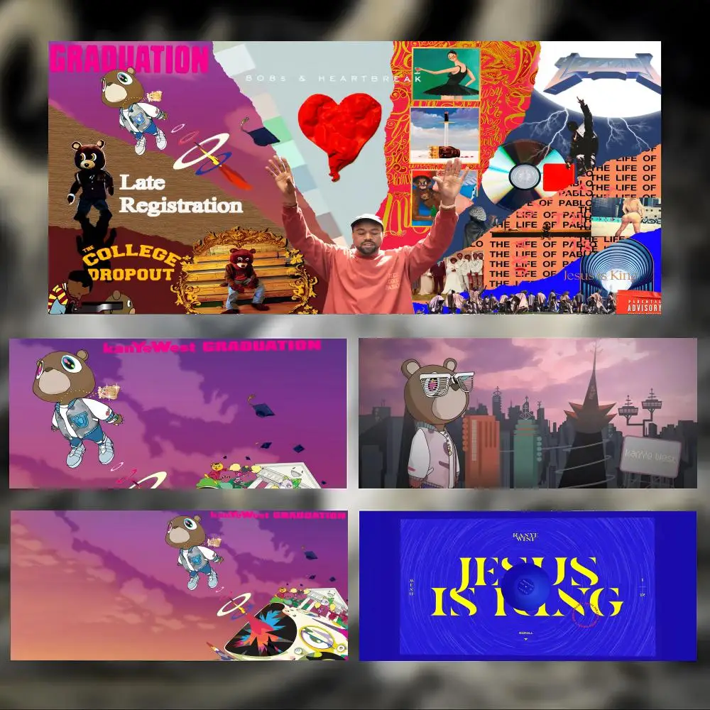 Beliebter Sänger Neues Album Rapper K-Kanye West Mauspad Großes Dickes Schreibtischpad mit Genähten Kanten Gaming-Mausmatte für PC Image