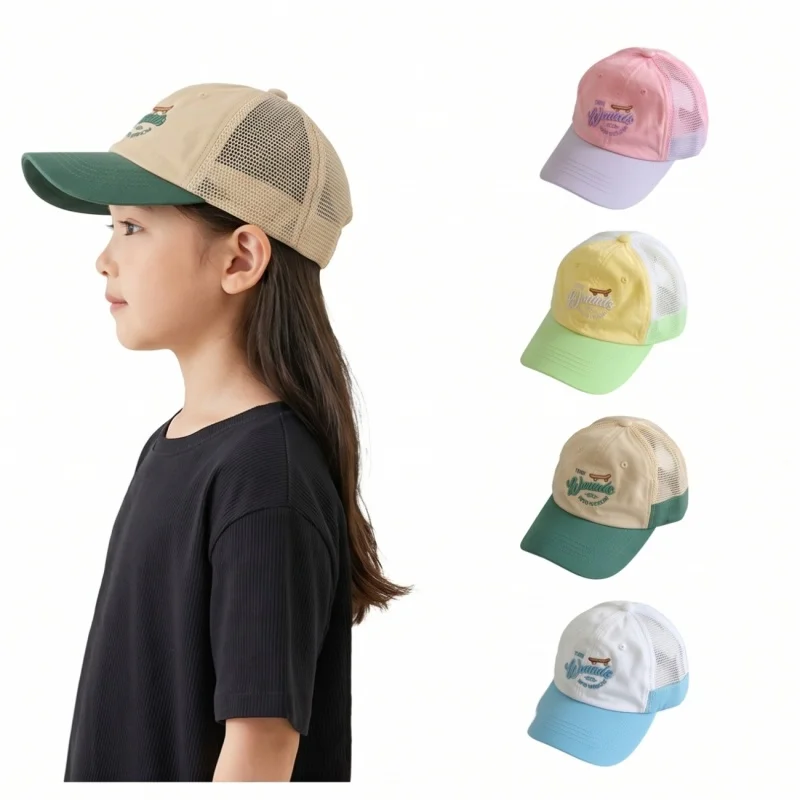 2026 Sommer Lässige 5-12J Mädchen Kinder Baseball Caps Dünne Modische Sonnenschutz Jungen Kinder Hüte Outdoor Flat Cap Image