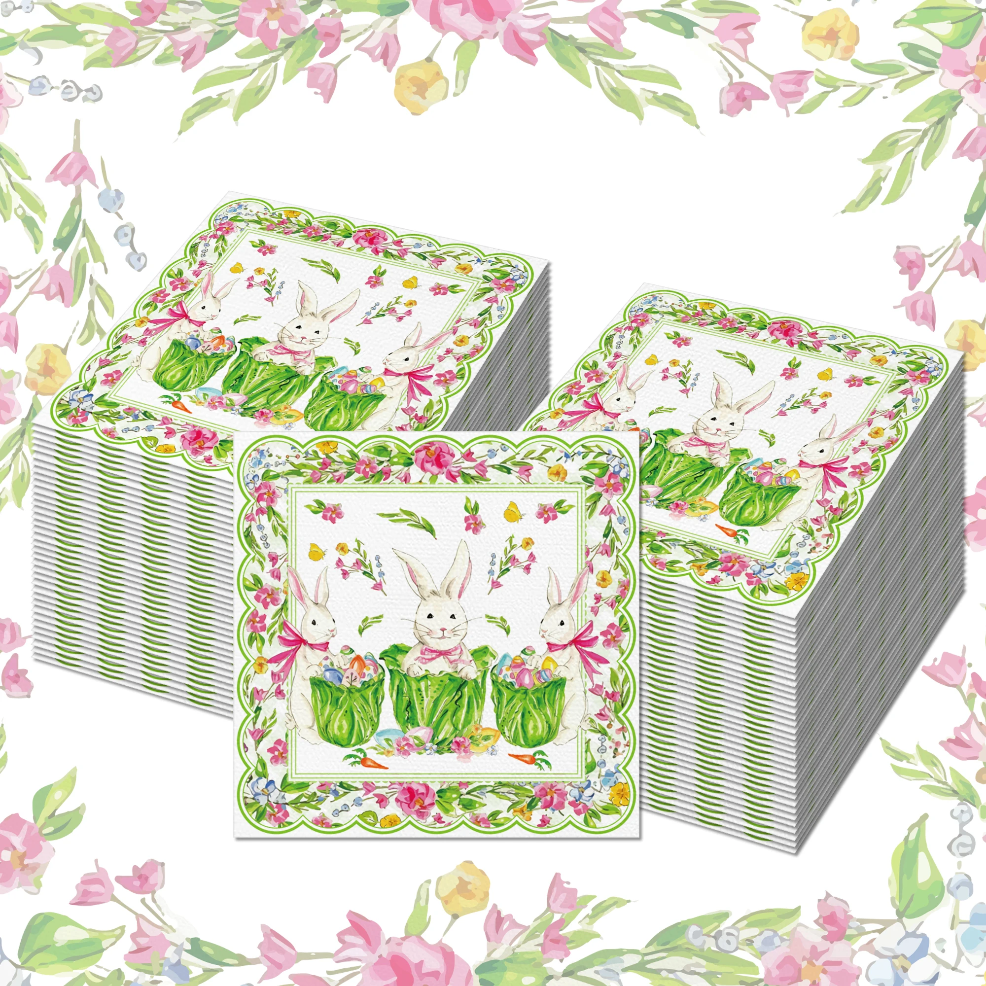 20/40/60 stücke Osterhase Servietten Kaninchen Abendessen Papier Handtücher Taschentücher Esszimmer Dekor Papier Für Ostern Party liefert Image