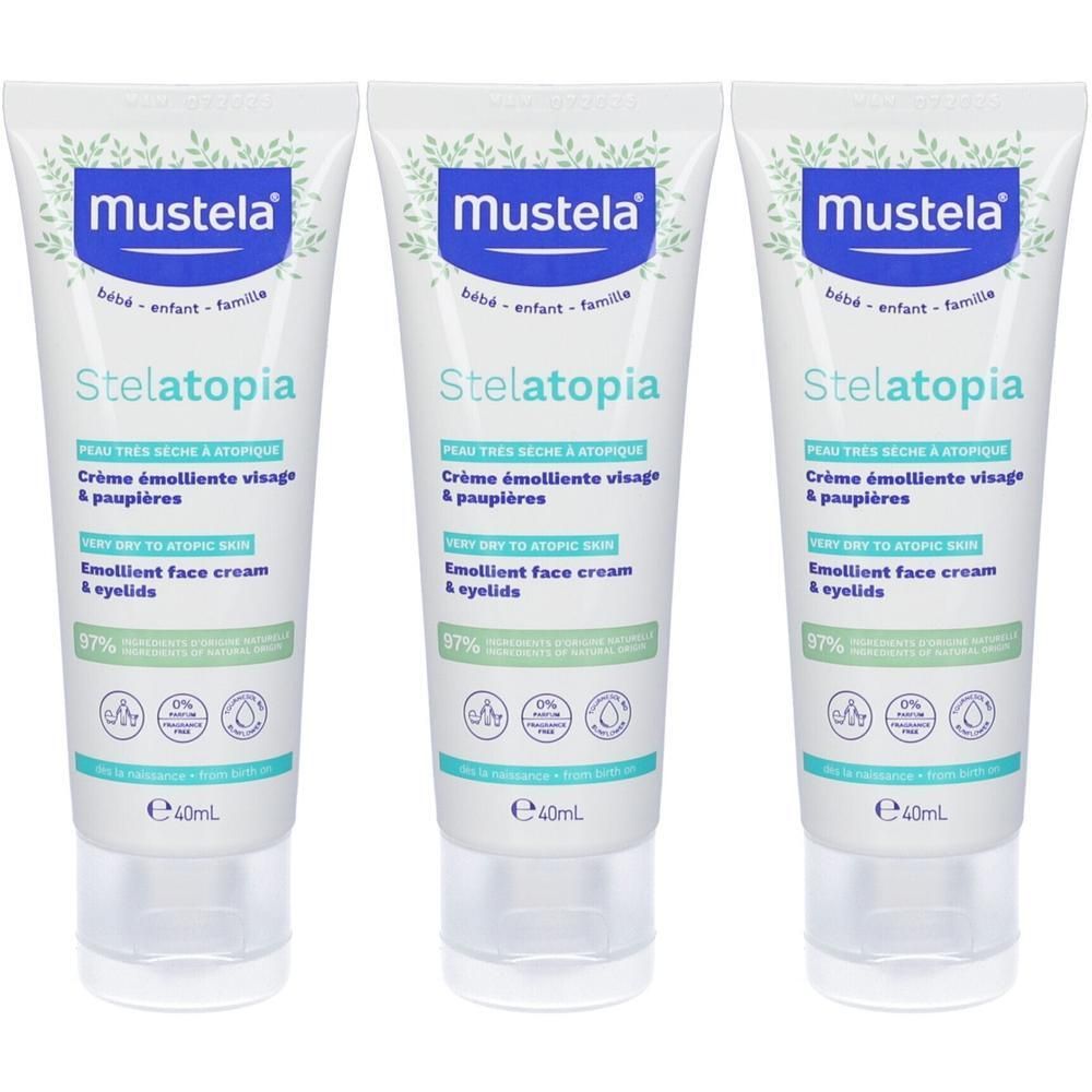 Mustela® Crema Stelatopia Emolliente Viso Pelle Atopica 3x40 ml