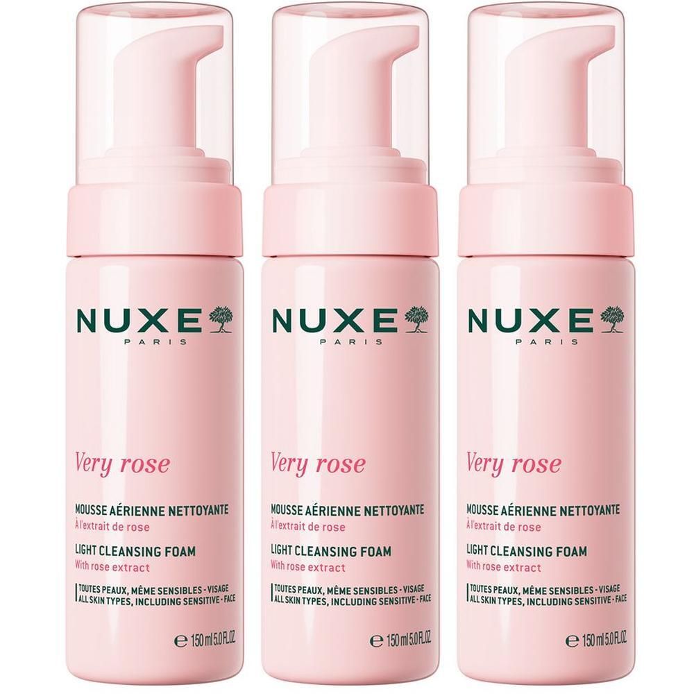 Nuxe Very Rose Mousse Detergente Viso 3x150 ml