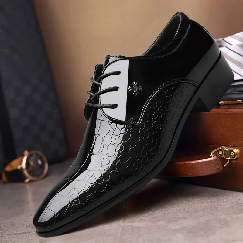 Luxus Herren Business Lederschuhe Schwarz Formelle Schuhe Plus Größe 38-49 Herren Hochzeitsschuh Schnürschuhe Trendschuhe für Männer Frühling Neu