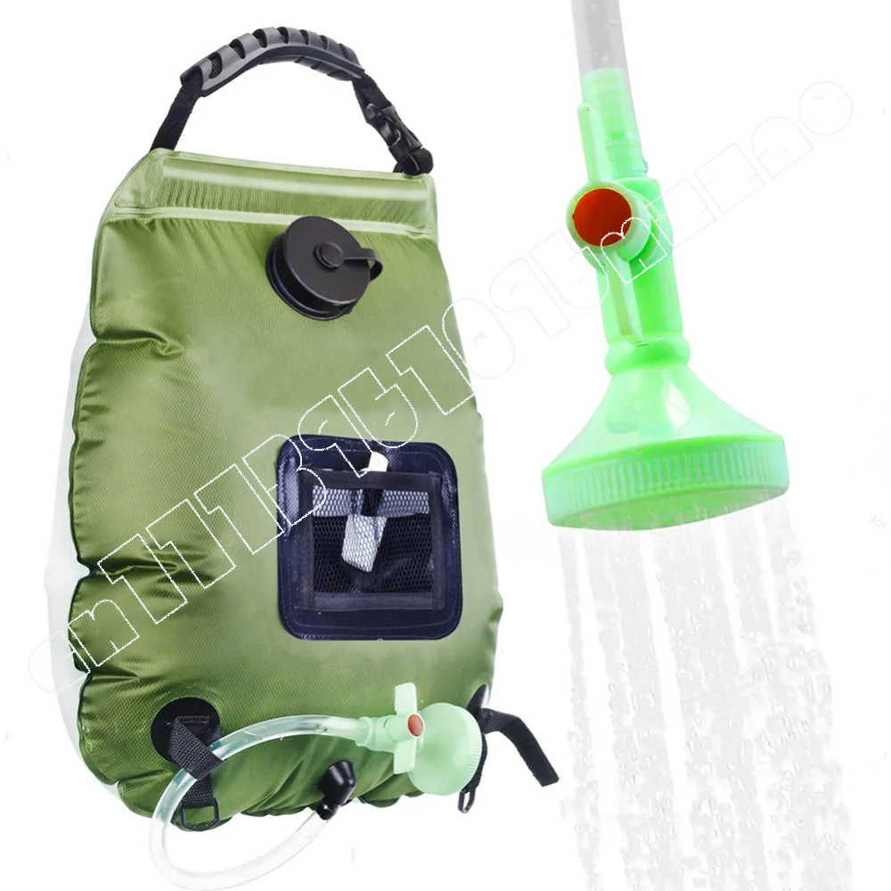 20L Solar-Duschbeutel, Armeegrün, 5 Gallonen, für Outdoor-Camping, Dusche, Toilette