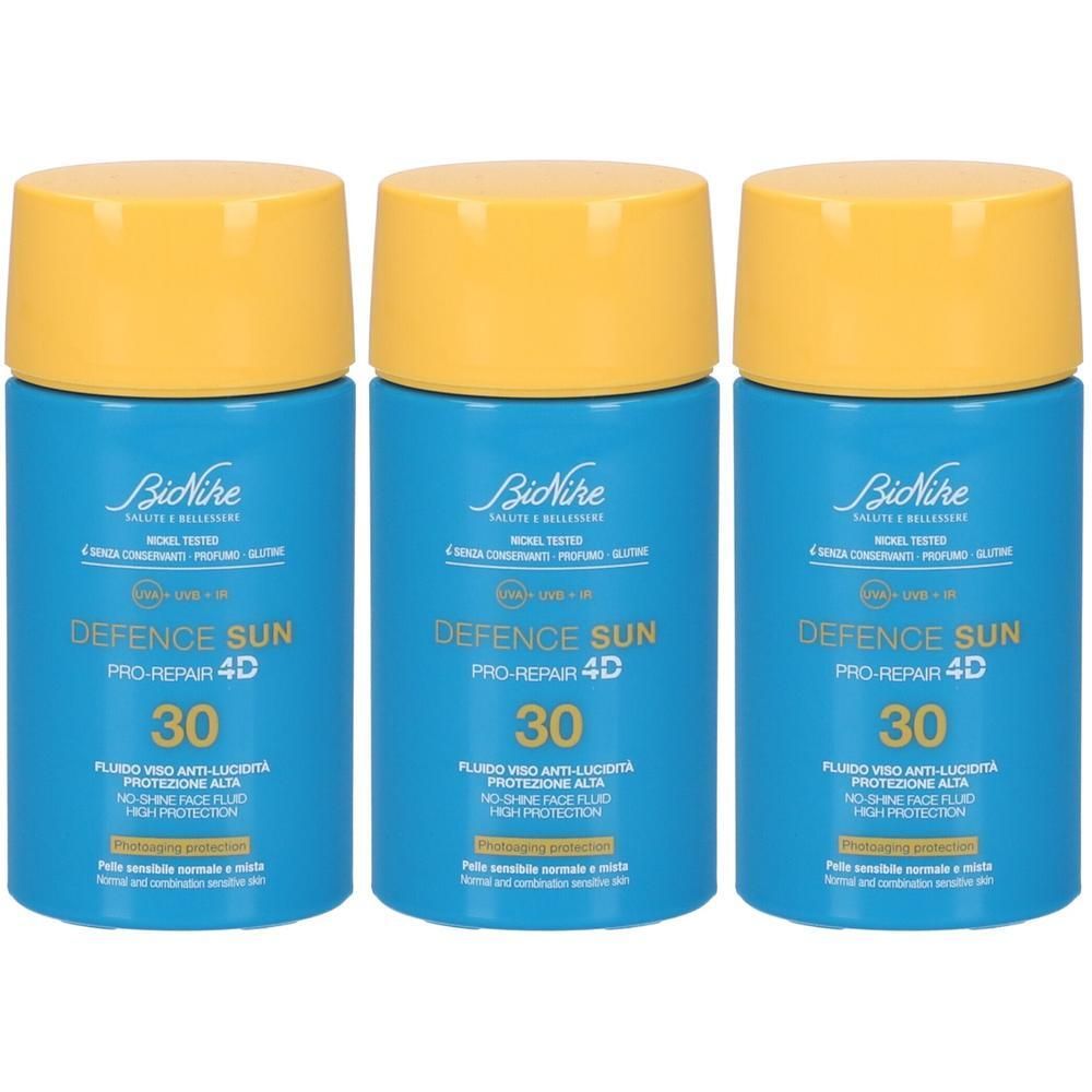 BioNike Defence Sun Pro-Repair 4D SPF 30 Fluido Viso Anti-Lucidità 3x5