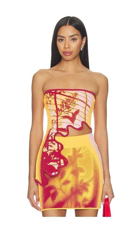 Pomelo Wavy Bra Top - Orange - Ph5 Tops