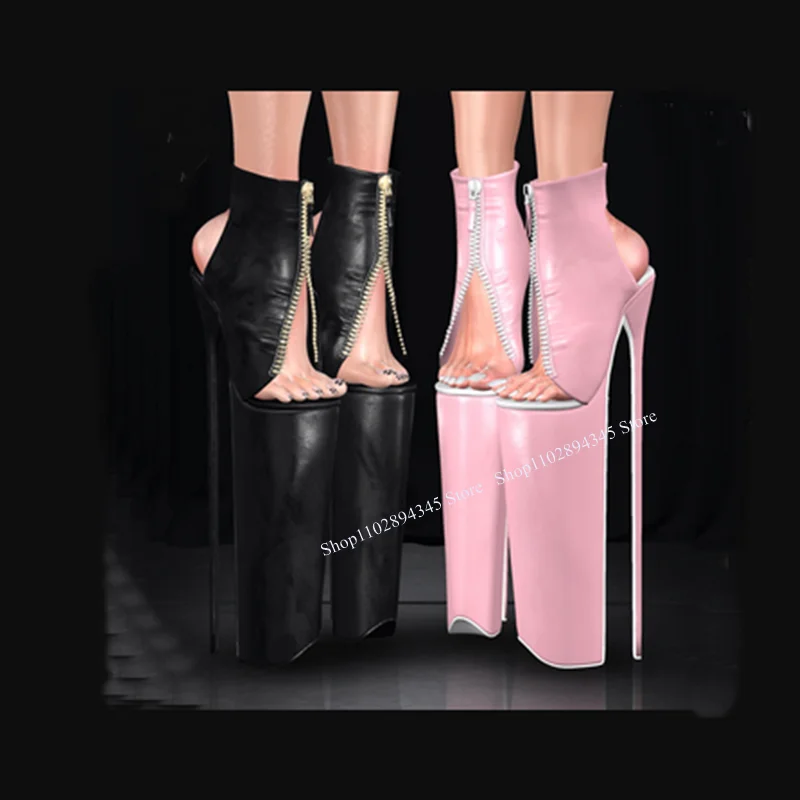Schwarz Zipper Super Plattform Hohl Sandalen Dünne High Heel Peep Toe Coole Mode Sexy Sommer 2025, Frau Schuhe Zapatillas Mujer