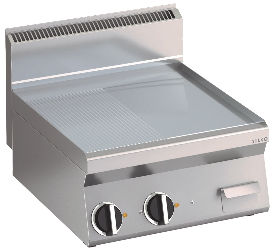 SILKO Elektro Grillplatte glatt aus Edelstahl mit 2 Heizzonen Tischgerät Image