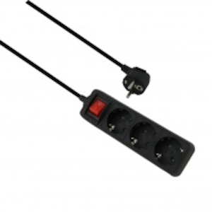 Helos Steckdosenleiste CLASSIC, 3-fach, schwarz, 5,0m, mit Schalter Image