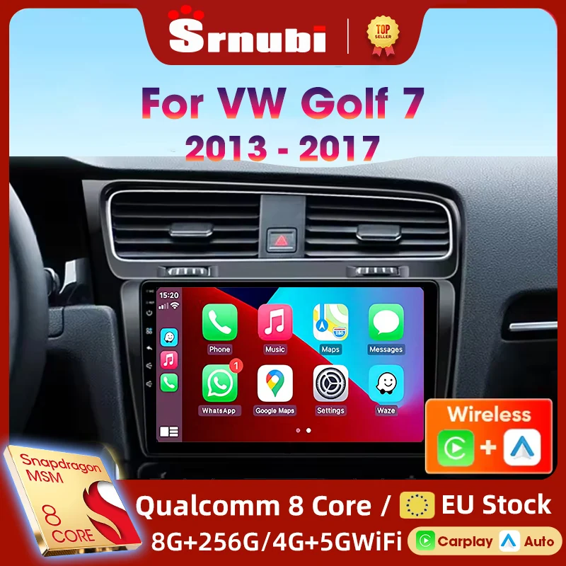 Srnubi Autoradio Für Volkswagen VW Golf 7 MK7 GTI 2012 2013-2020 Drahtlose Carplay Android Auto Multimedia GPS 2 Din autoradio Image