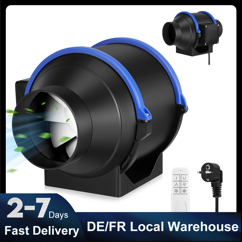 4-Zoll-6-Zoll-Inline-Rohrventilator 100mm 150mm mit einstellbarer Geschwindigkeit, Abluftventilator für Bad, Toilette, Rauchabzug Image