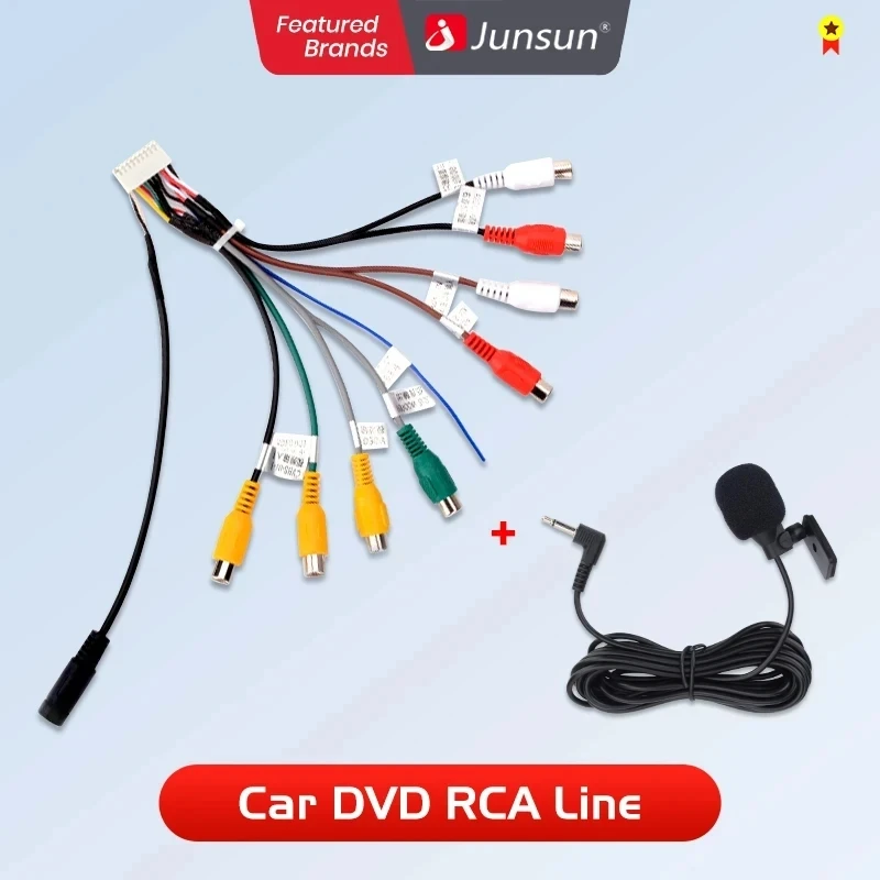 Junsun Autoradio Radio RCA Ausgangs kabel Aux-In Adapter kabel mit Mikrofon Autozubehör Image