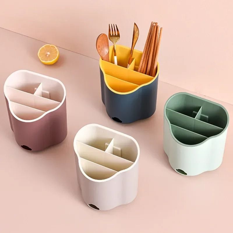 Double Layer Cutlery Drain Rack Spoon Fork Chopstick Holder green