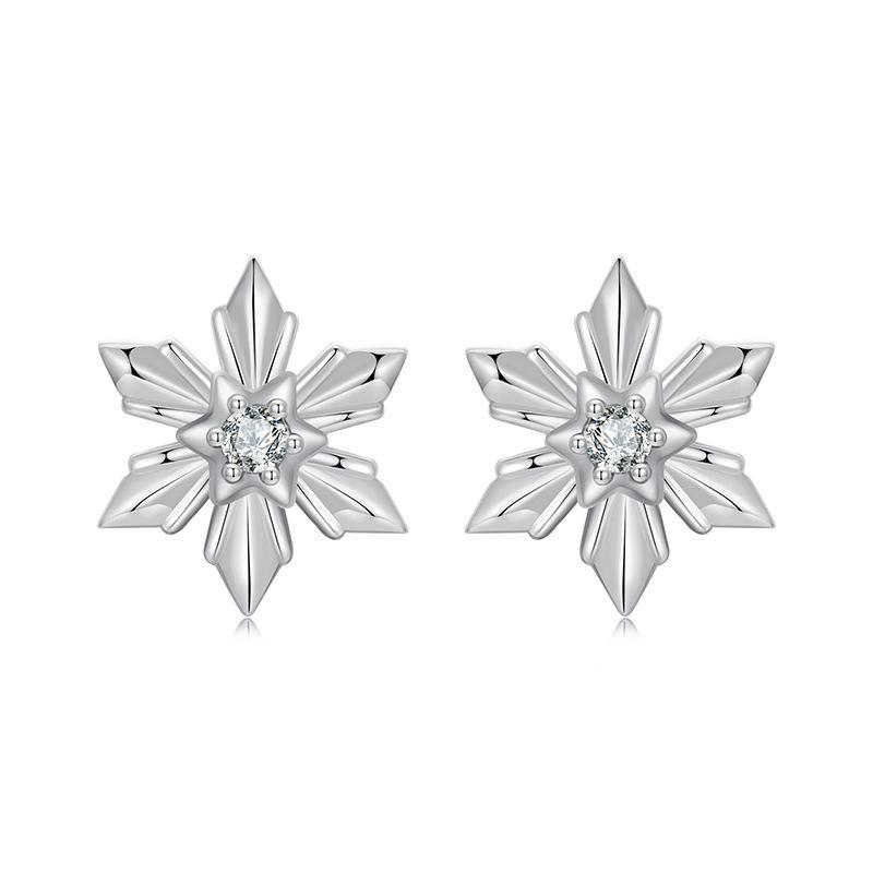Winter Glow Sterling Silver Snowflake Stud Earrings With Zircon Hypoallergenic Snowflake Jewelry Winter Glow Sterling Silver Snowflake Stud Earrings With Zircon Hypoallergenic Snowflake Jewelry