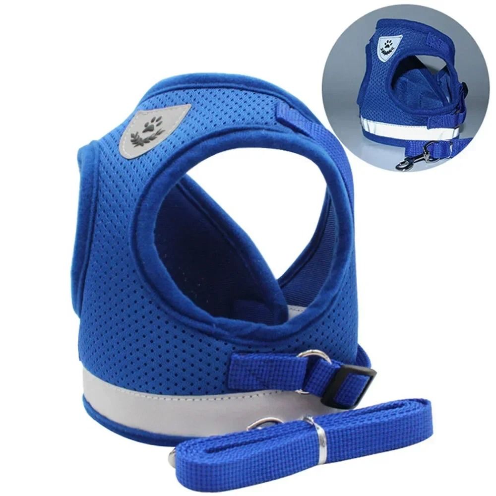 Escape Proof Reflective Cat Harness And Leash Set blue xl