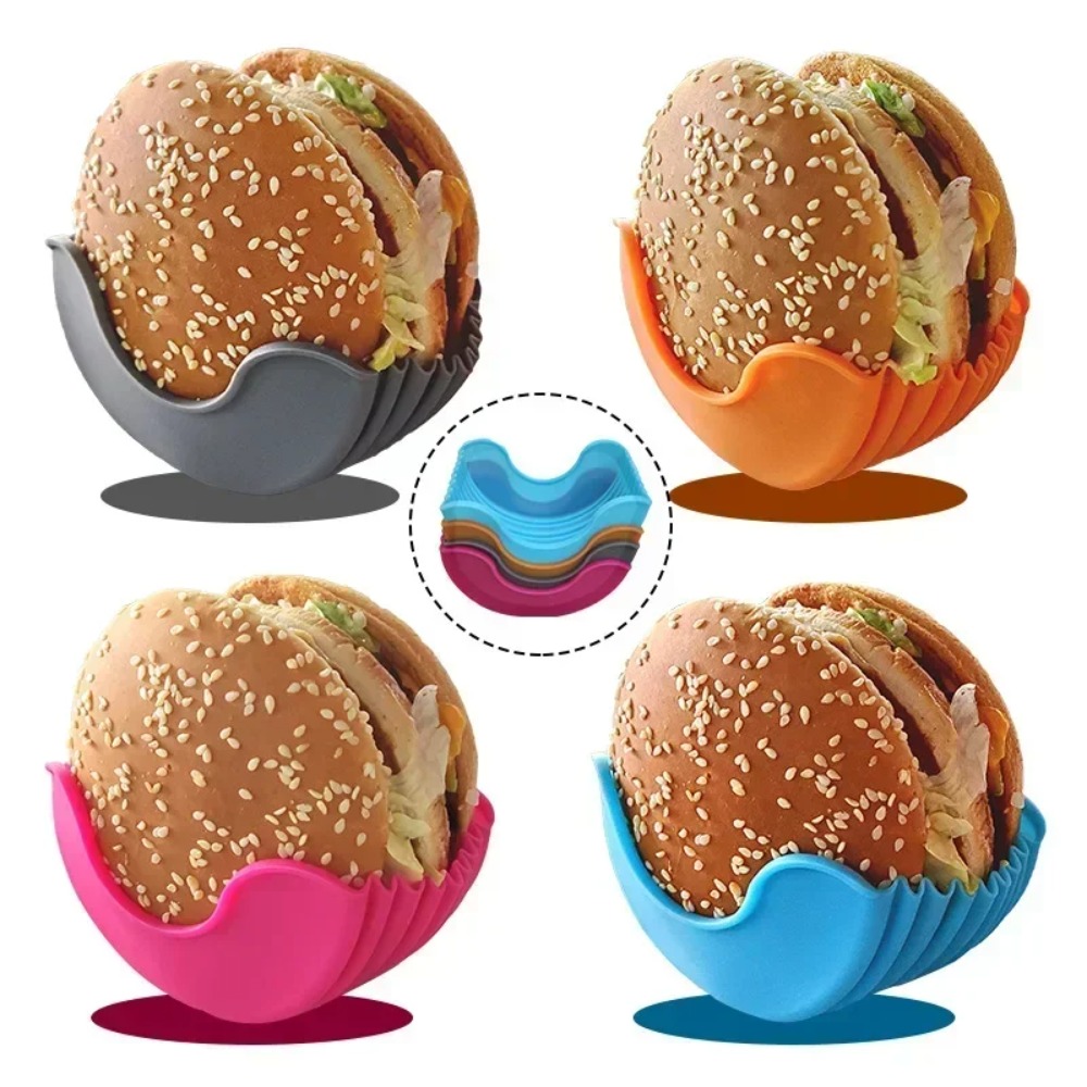 Reusable Silicone Burger Rack & Holder Adjustable Burger Tool Shelf & Kitchen Organizer gray